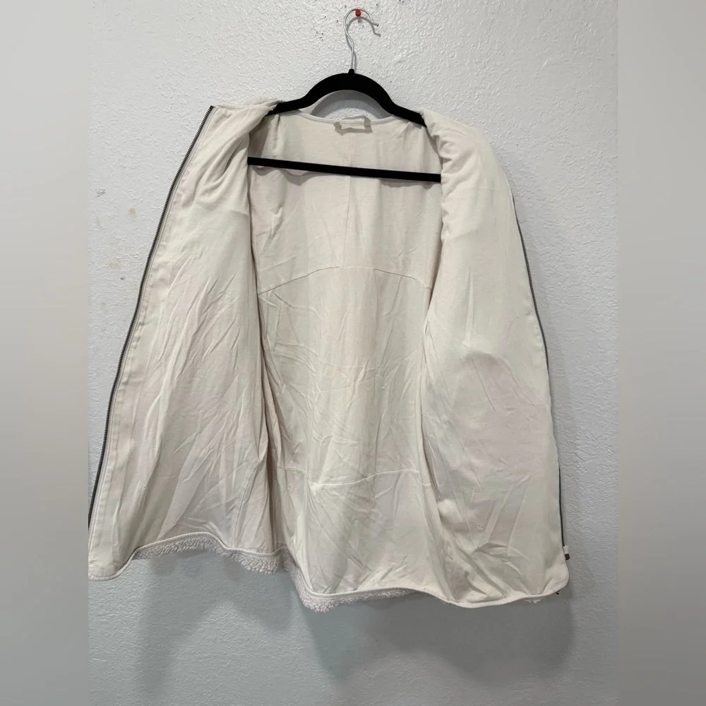 Lululemon Collarless Textured Fleece Full Zip jacket in the color White Opal